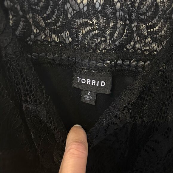 Torrid Georgette Embellished Mock Neck Tunic Tank Black 2X black whimsigoth goth - Picture 13 of 16